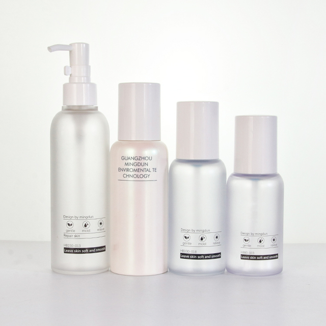 Frosted Round Shoulder Cosmetic Lotion Pump Bottles Set